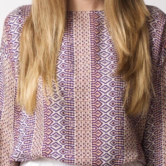 FORTE FORTE Viscose Silk Twill Top in Majorelle - Picture 2 of 4